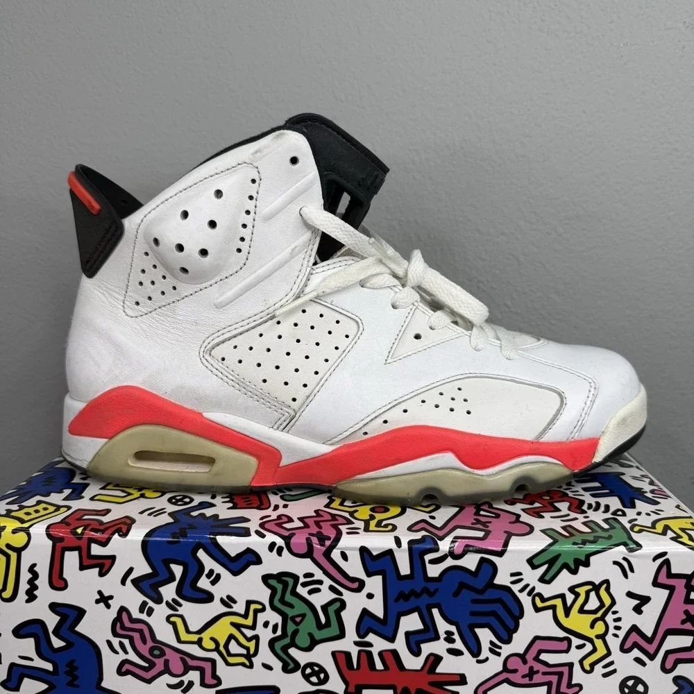 2013 Nike Air Jordan 6 Retro Infrared White 384664-123 Size 9 Basketball Shoes